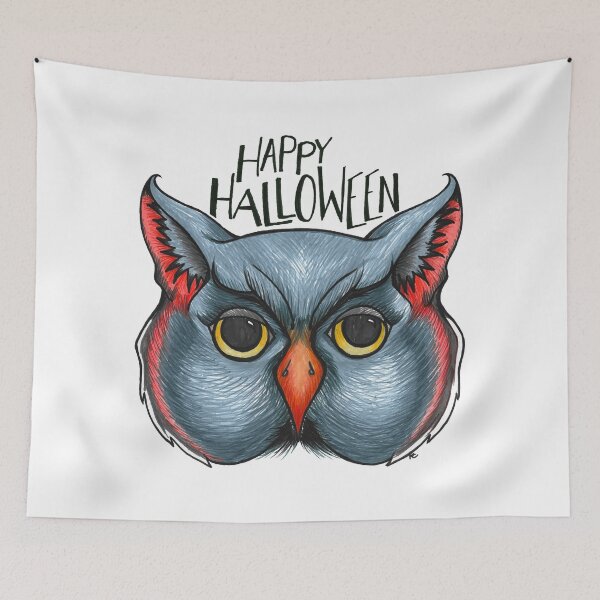 Item preview, Retro Owl Face - Happy Halloween designed and sold by The White Bat.