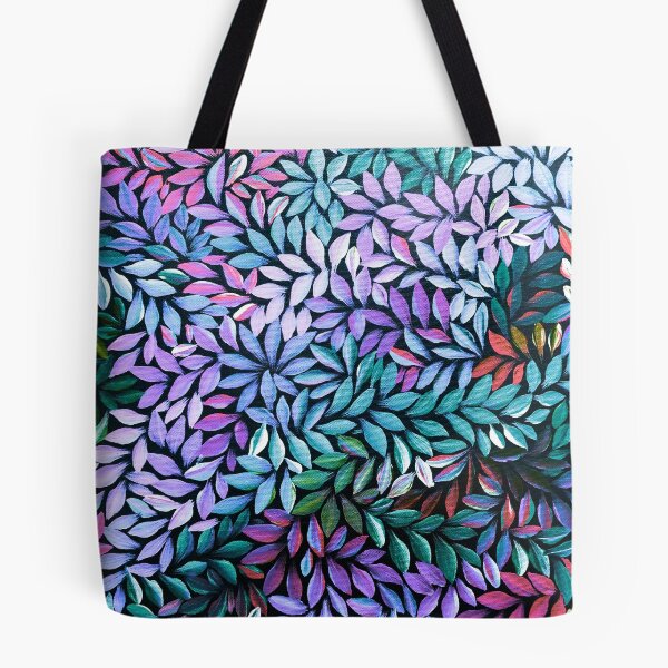 Item preview, Medical Leaves Pink and Ice Blue Emu Feathers Australian Aboriginal Art  designed and sold by GhostGumDesigns.