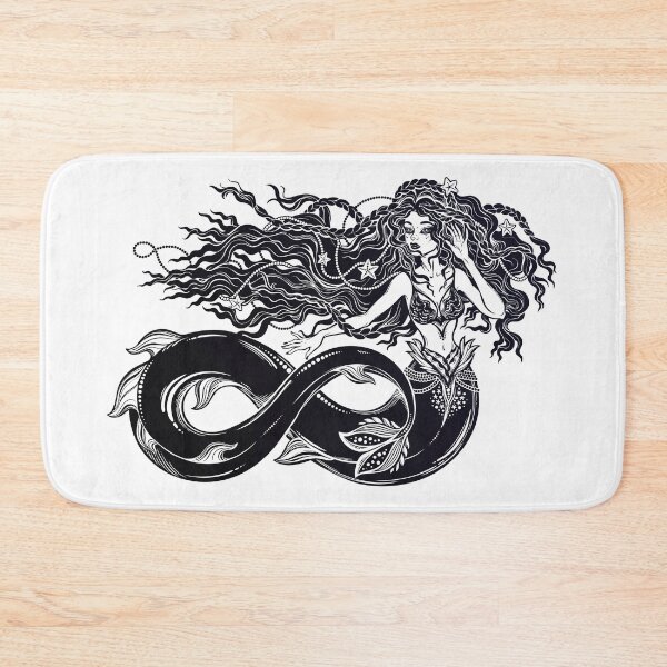 Item preview, Magical mermaid girl with fish tail as infinity sign and vintage style hair.  designed and sold by quantaarcana.