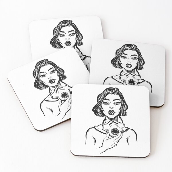Item preview, Woman putting on a medical mask raspirator. designed and sold by quantaarcana.