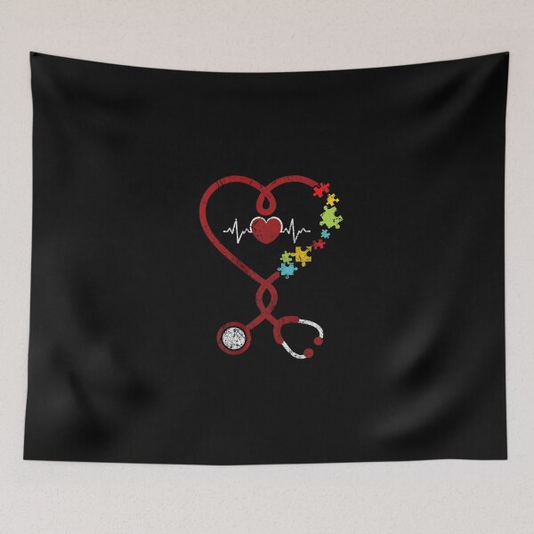 Item preview, Funny Nurse Autism Puzzle Stethoscope Heart Nursing Costume designed and sold by Alex Cuttell.