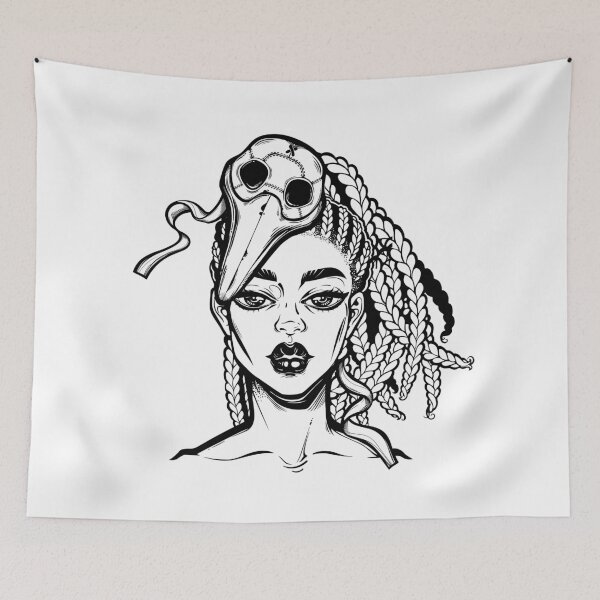 Item preview, Gorgeous but sad woman with a plague doctor mask. designed and sold by quantaarcana.