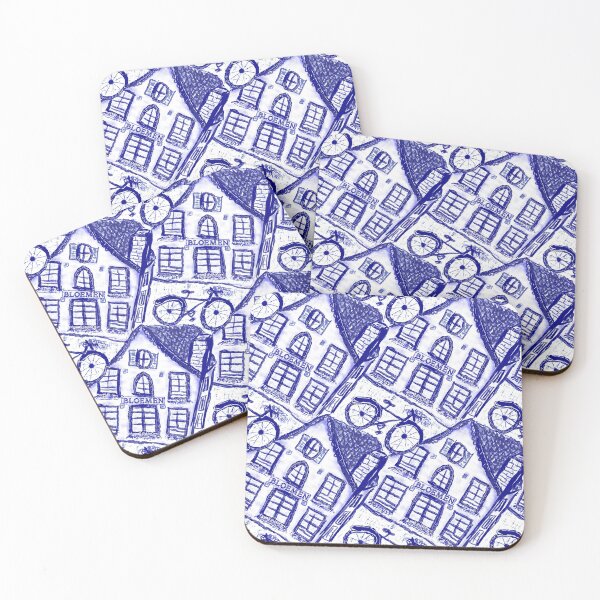 Item preview, Delft Blue Dutch Bloemen & Bicycle Pattern  designed and sold by SaltCitySage.