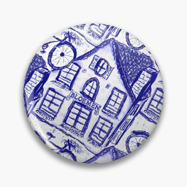 Item preview, Delft Blue Dutch Bloemen & Bicycle Pattern  designed and sold by SaltCitySage.
