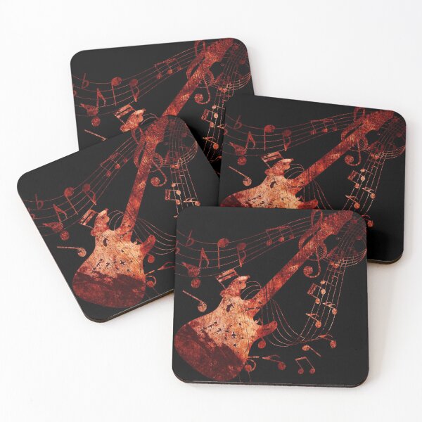 Artikelvorschau, Gitarrennoten rot Grunge entworfen und verkauft von Rockergandalf.