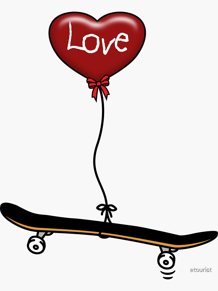 Love Skaters - Love Skateboarding Heart Balloon by etourist