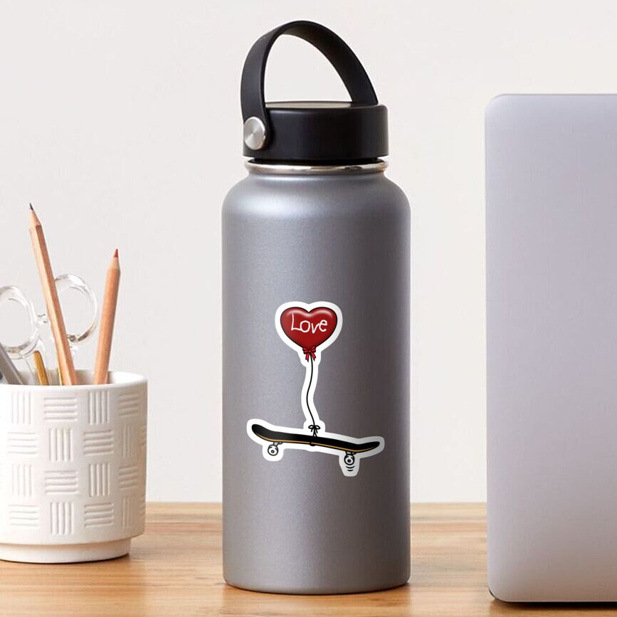 Love Skaters - Love Skateboarding Heart Balloon Sticker