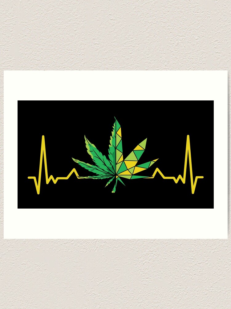 【はこぽす対応商品】 Geometrical Heartbeat weed marijuana アート・デザイン・音楽
