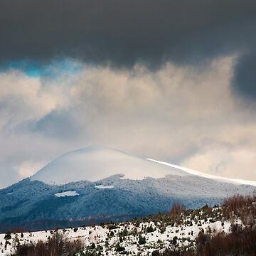 Artwork thumbnail, dramatic sky above the distant snowy peak by mike-pellinni