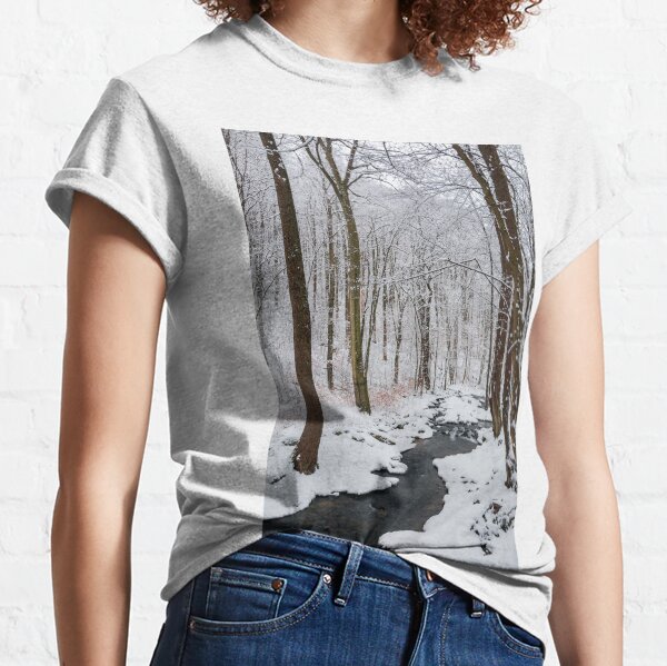 forest creek in winter forest Classic T-Shirt