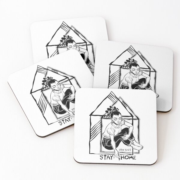 Item preview, Beautiful woman writing a message to the world to Stay Home. designed and sold by quantaarcana.