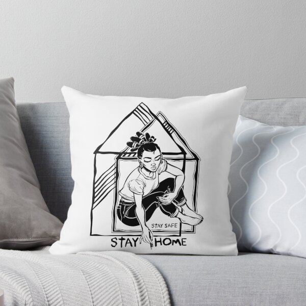 Item preview, Beautiful woman writing a message to the world to Stay Home. designed and sold by quantaarcana.