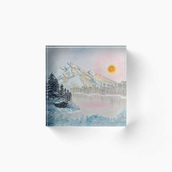 Item preview, Snowy Mountain Haze Oil Painting print designed and sold by LassMagdalena.
