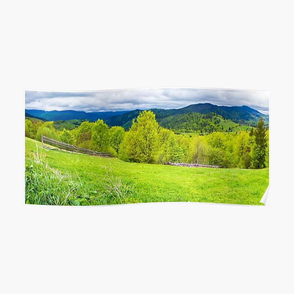 panorama of agricultural area in mountains Poster