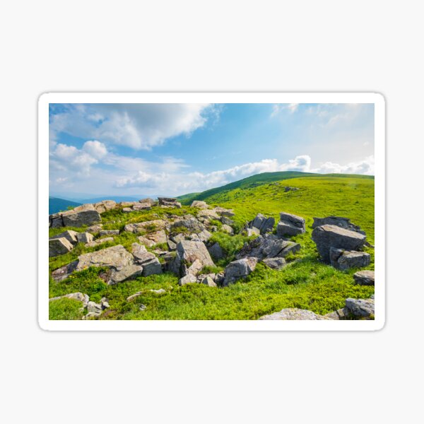grassy slope with huge rocks Sticker