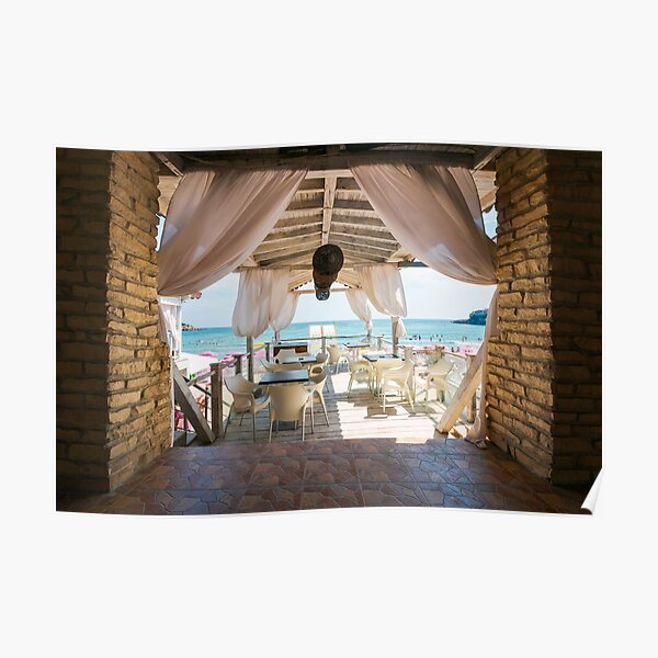 empty terrace with beautiful view in to the sea Poster