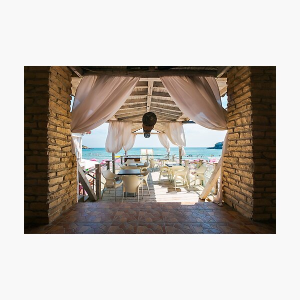 empty terrace with beautiful view in to the sea Photographic Print