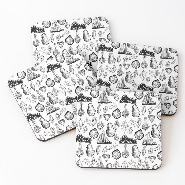 Item preview, Artistic linear wild minerals, crystals, gems and rock stones seamless pattern. designed and sold by quantaarcana.