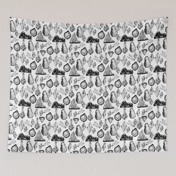Item preview, Artistic linear wild minerals, crystals, gems and rock stones seamless pattern. designed and sold by quantaarcana.