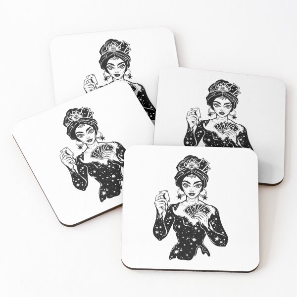 Item preview, Fortune teller supernatural spiritual woman holding a magic lucky card in her hands.  designed and sold by quantaarcana.