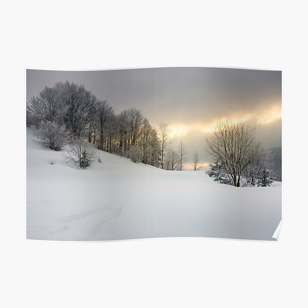 gorgeous winter sunrise in mountains Poster