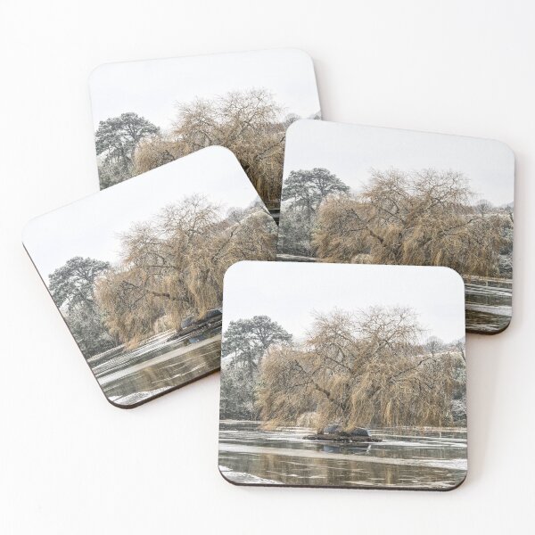 Item preview, Helston Cornwall, Boating lake,frozen with ice, winter trees designed and sold by kathleenjean.