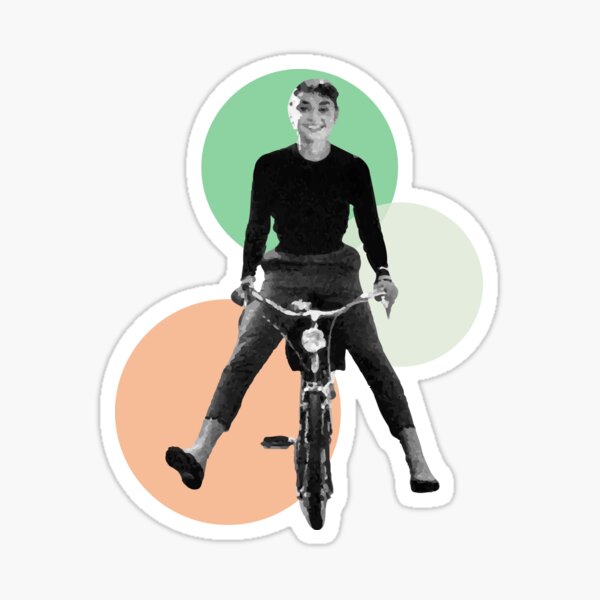 Audrey Hepburn takes a bike ride Sticker