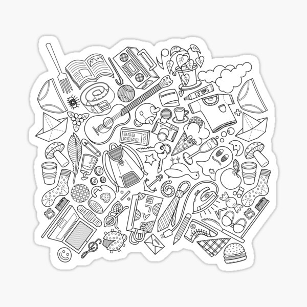 Doodles (black and white) Sticker