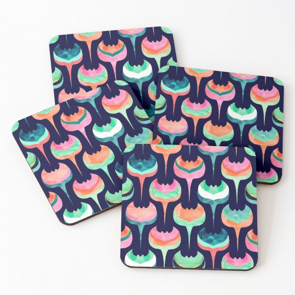 Item preview, GeoManta Rays in Mint, Navy and Corals designed and sold by Gingerlique.