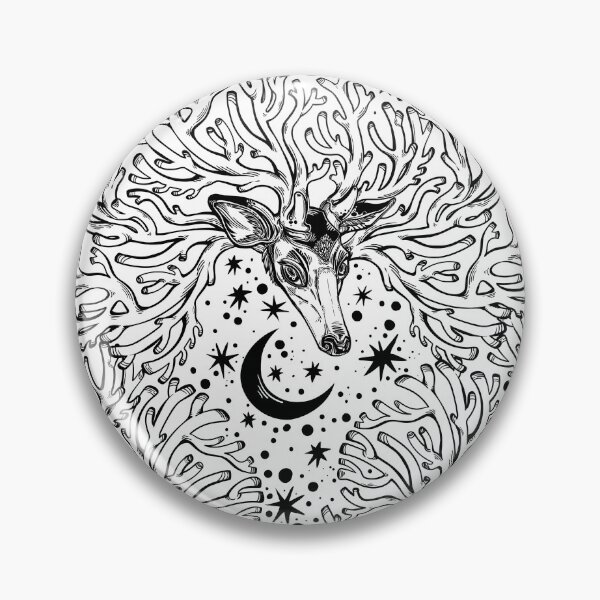 Item preview, Deer or fawn magic animal portrait with crown of stars, moon and intricate antlers seamless pattern.  designed and sold by quantaarcana.