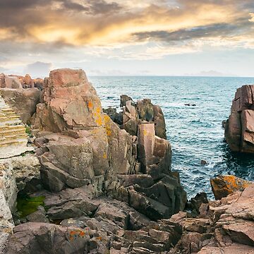 Artwork thumbnail, stone steps on rocky cliffs above the sea by mike-pellinni
