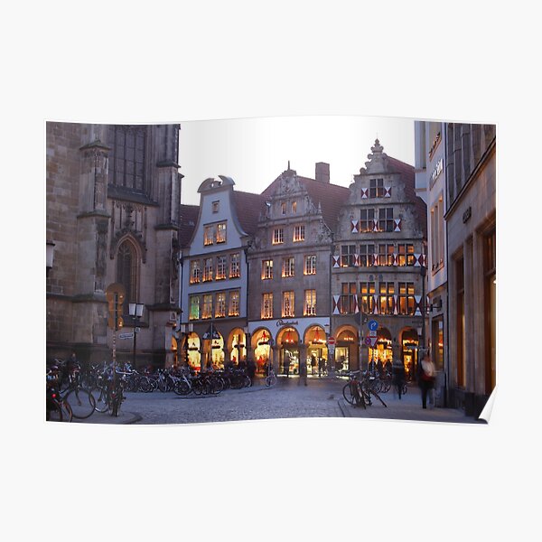 Giebelhäuser, Prinzipalmarkt, Weihnachtsmarkt, Münster, Stadt, Westfalen Poster