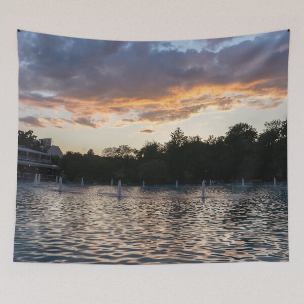 Item preview, Dancing Jets and Waterfront Restaurant - Plovdiv Singing Fountains at Sundown designed and sold by Georgia Mizuleva.
