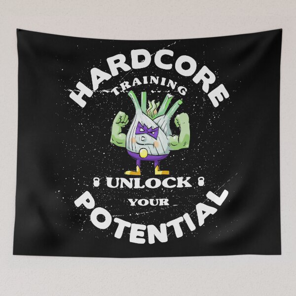 Item preview, Hardcore Training Unlock Your Potential Funk Up Fennel Double Bicep Bodybuilder designed and sold by ProjectX23.