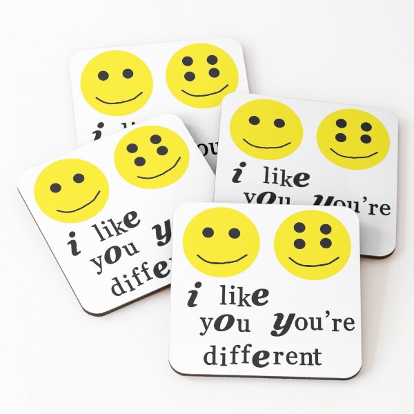 Item preview, I like you you're different, Art Smiley, Smiley difference, statement piece designed and sold by Jokoleo.