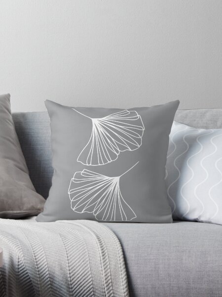 Item preview, Ginkgo Leaves Minimal Line Art Ultimate Gray designed and sold by Wheimay.
