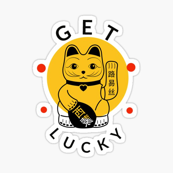 Get Lucky Maneki Neko Japanese Good Luck Cat  Sticker
