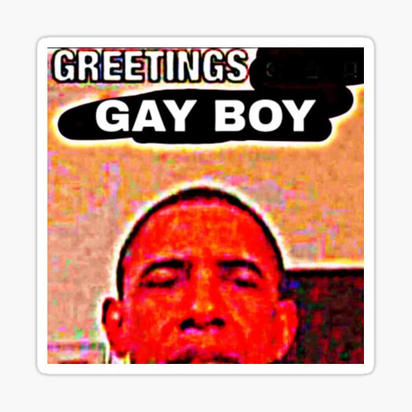 "Greetings, Gay Boy Deep Fried Meme Shirt " Sticker for Sale by