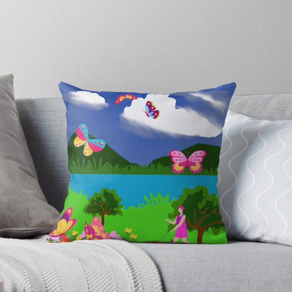 Item preview, Cute Pink butterflies at the river children's drawing designed and sold by Graciouss.