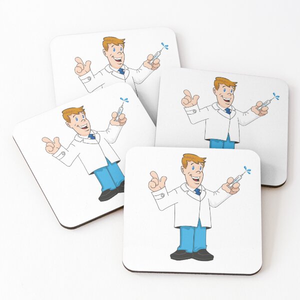 Item preview, Illustration depicting an caucasian man in a lab coat, doctor, teacher or pharmacist with a syringe in his hand. Ideal for institutional, training and institutional materials designed and sold by LucianoCosmo.