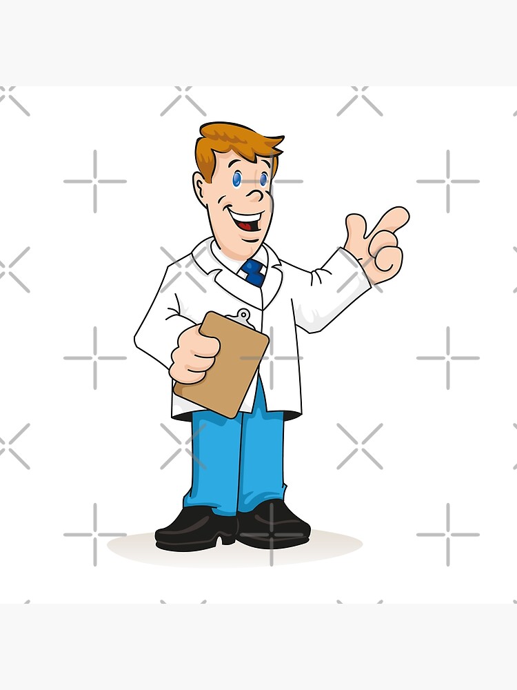 Un personaje de dibujos animados de niño con bata de laboratorio.