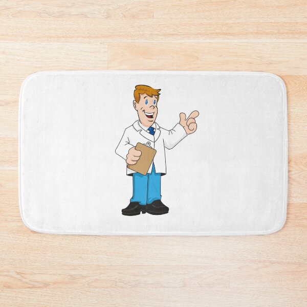 Item preview, Illustration depicting an caucasian man in a lab coat, doctor, teacher or pharmacist with a clipboard in his hand explaining something. Ideal for institutional materials and training designed and sold by LucianoCosmo.