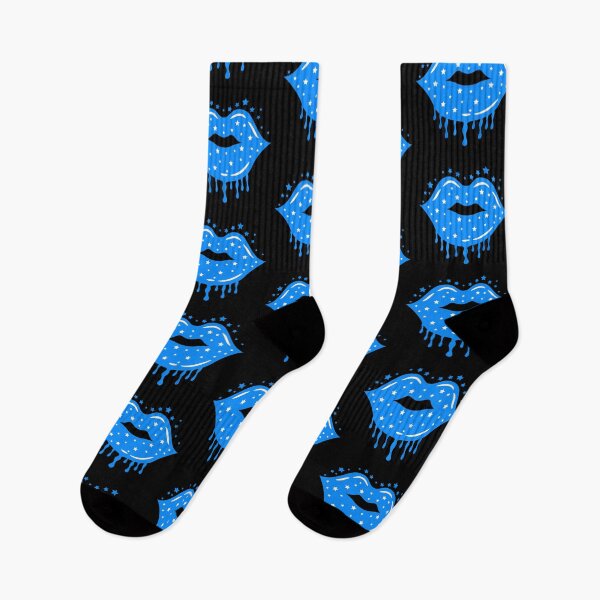Item preview, Valentine Dripping Lips Blue Color with Stars Sparkle designed and sold by MisPuHoney.