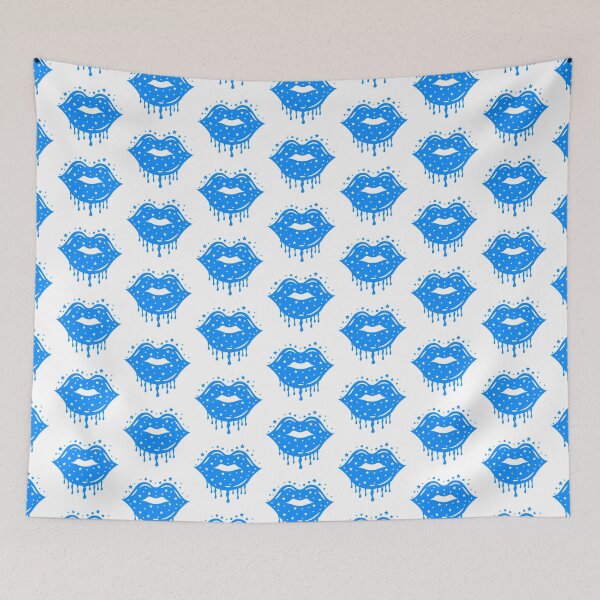 Item preview, Valentine Dripping Lips Blue Color with Stars Sparkle designed and sold by MisPuHoney.