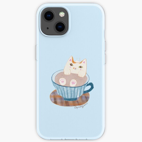Cat bathing in a Coffee Cup iPhone Soft Case