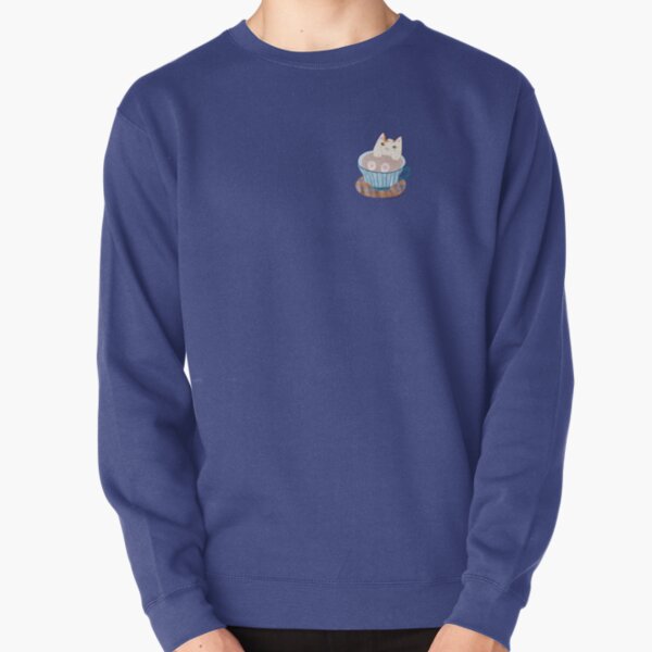 Cat bathing in a Coffee Cup Pullover Sweatshirt