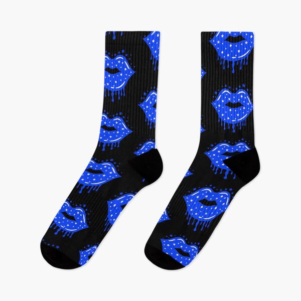 Item preview, Valentine Dripping Lips Dark Blue Color with Stars Sparkle designed and sold by MisPuHoney.