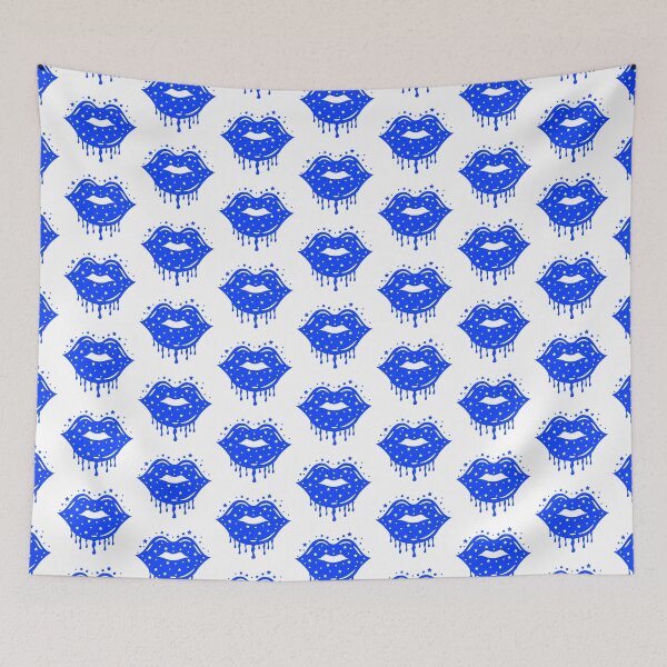 Item preview, Valentine Dripping Lips Dark Blue Color with Stars Sparkle designed and sold by MisPuHoney.