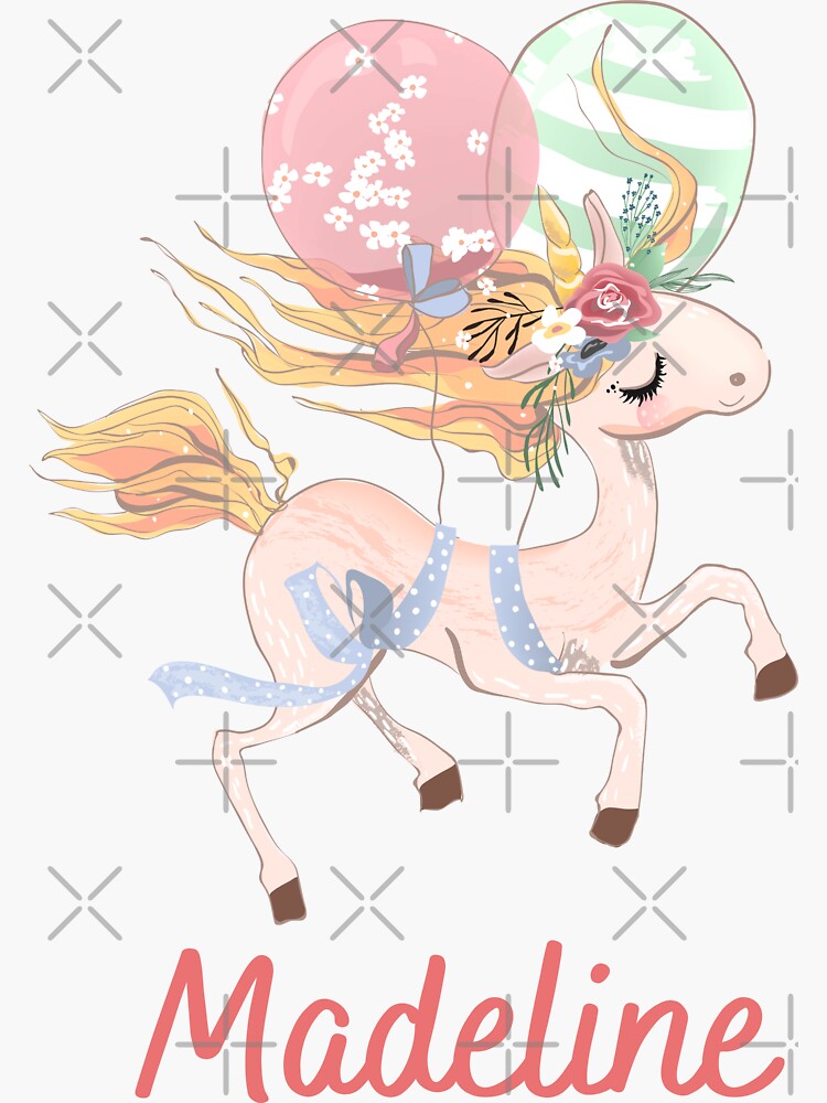 Madeline Carrousel Horse Girls Name Sticker For Sale By