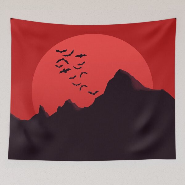 Item preview, Mountain with red moon and bat designed and sold by JahidMunna.